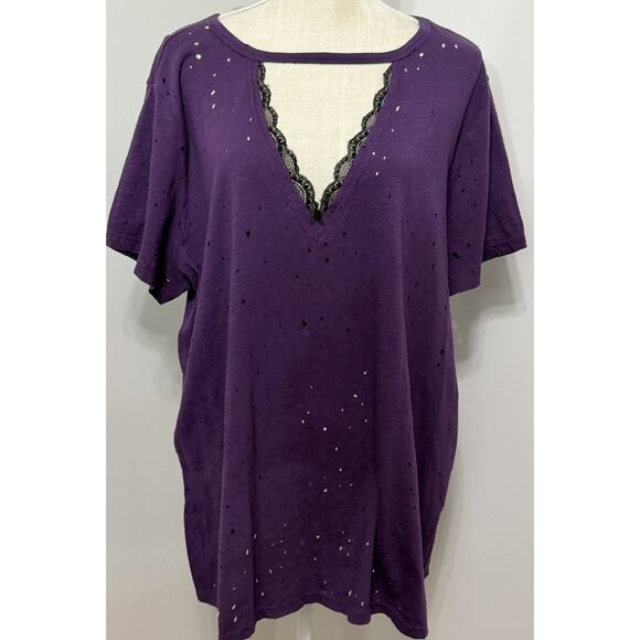 TORRID Deconstructed Holey Choker Neck Lace Tee Top 3 3X Whimsigoth Sexy NWT - Picture 1 of 3